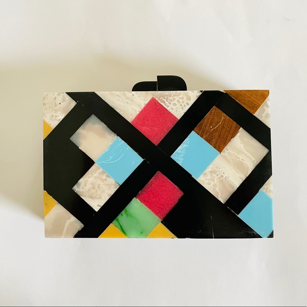 Colorful Resin Wood Clutch